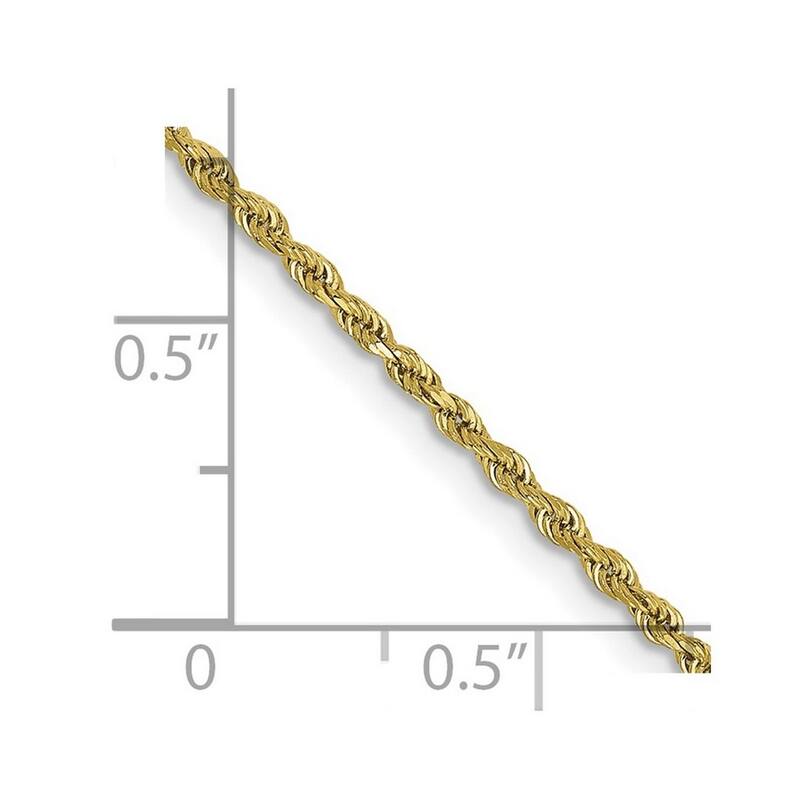 Curata 10k Yellow Gold 7" Solid 1.75mm Sparkle Cut Rope Chain Bracelet