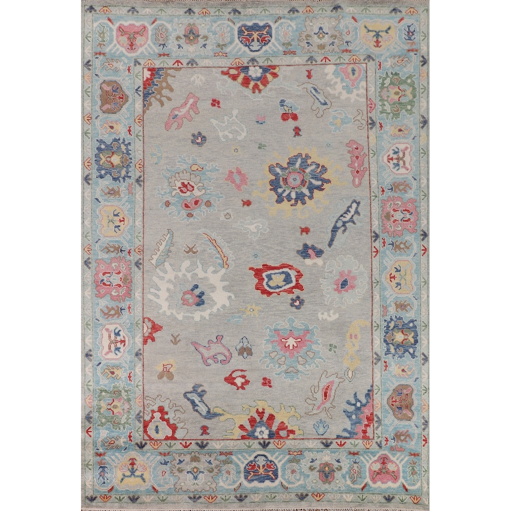 Floral Oushak Oriental Area Rug Handmade Wool Carpet - 8'11" x 11'6"