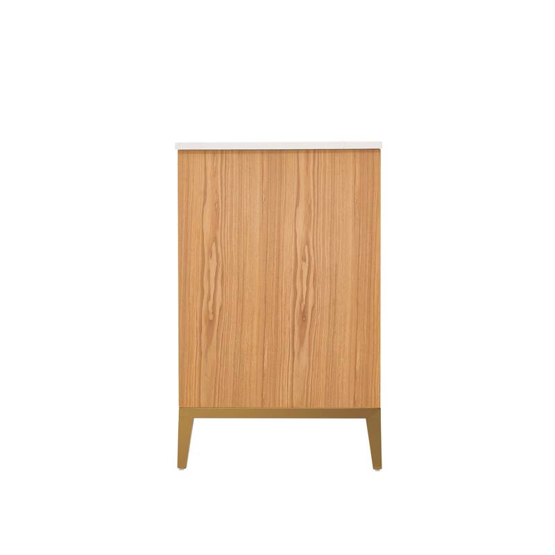 36"/48"/60" W Width Solid Wood Bathroom Vanity with Stain-resistant Carrera White Quartz Top and Sink