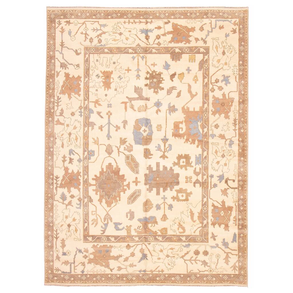 ECARPETGALLERY Hand-knotted Royal Oushak Cream Wool Rug - 10'1 x 13'9