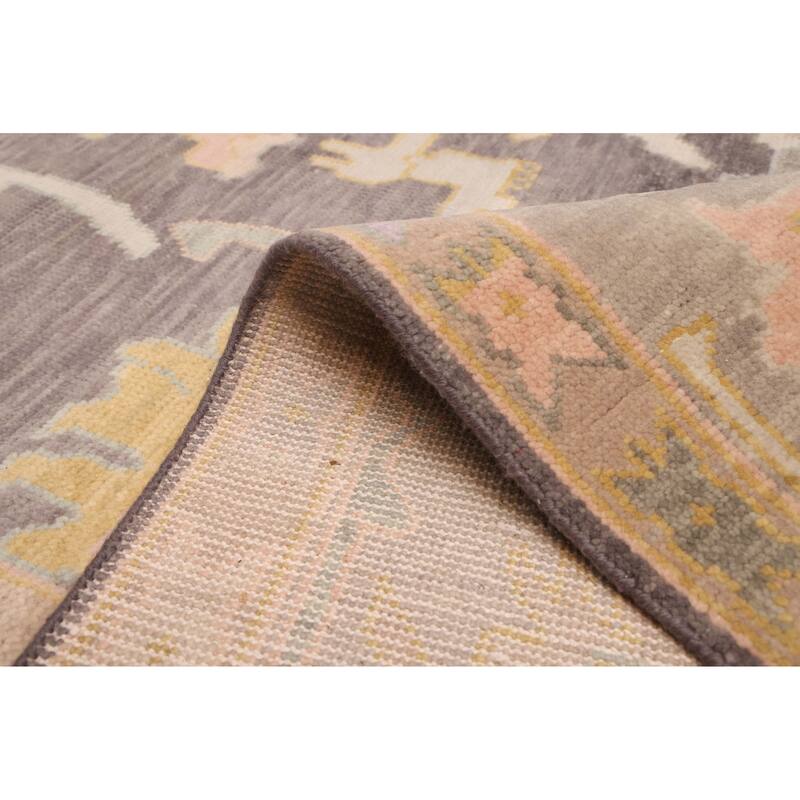 ECARPETGALLERY Hand-knotted Modern Oushak Dark Grey Wool Rug - 7'9 x 10'0