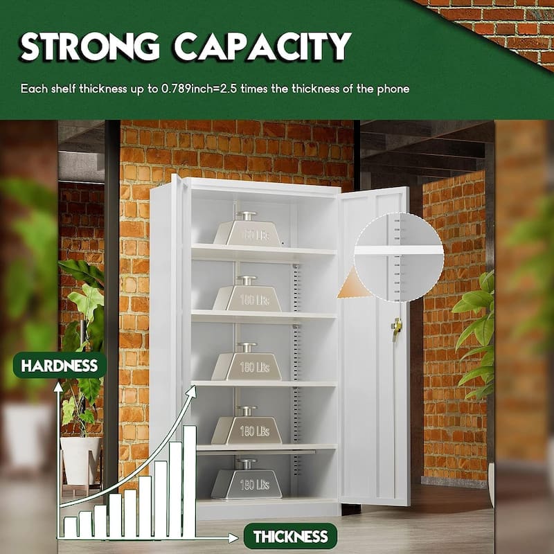 36 inch - 71 inch Tall File Cabinet Metal Storage Cabinet with Lockable Doors and Adjustable Shelves for Office, Home, Pantry