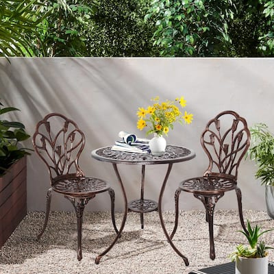 3-Piece Aluminum Outdoor Patio Tulip Sets With Table