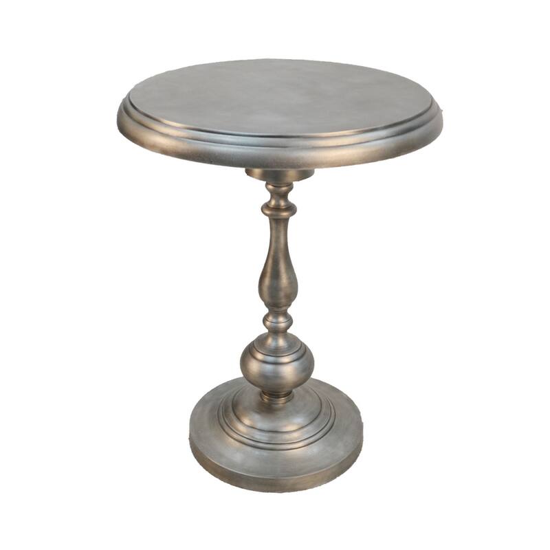 HomeRoots 24" Antique Nickle Metal Round End Table - 18.5