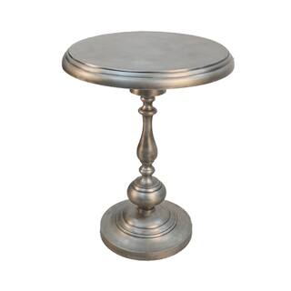 HomeRoots 24" Antique Nickle Metal Round End Table - 18.5