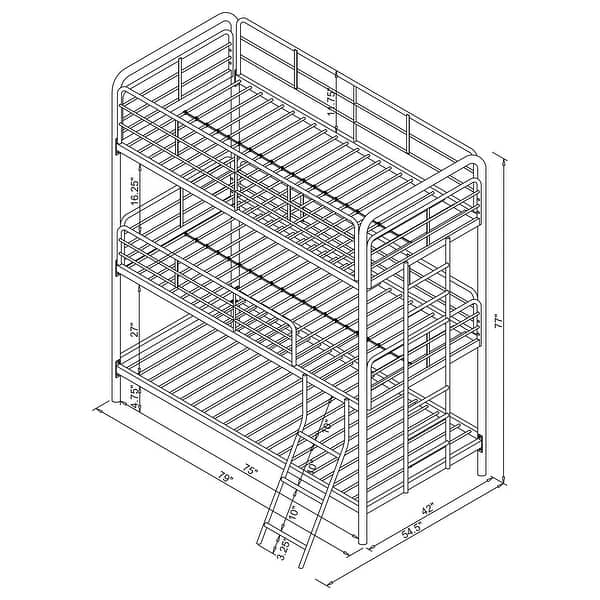 dimension image slide 1 of 2, Garner Gunmetal Metal Frame Triple Bunk Bed with Ladder