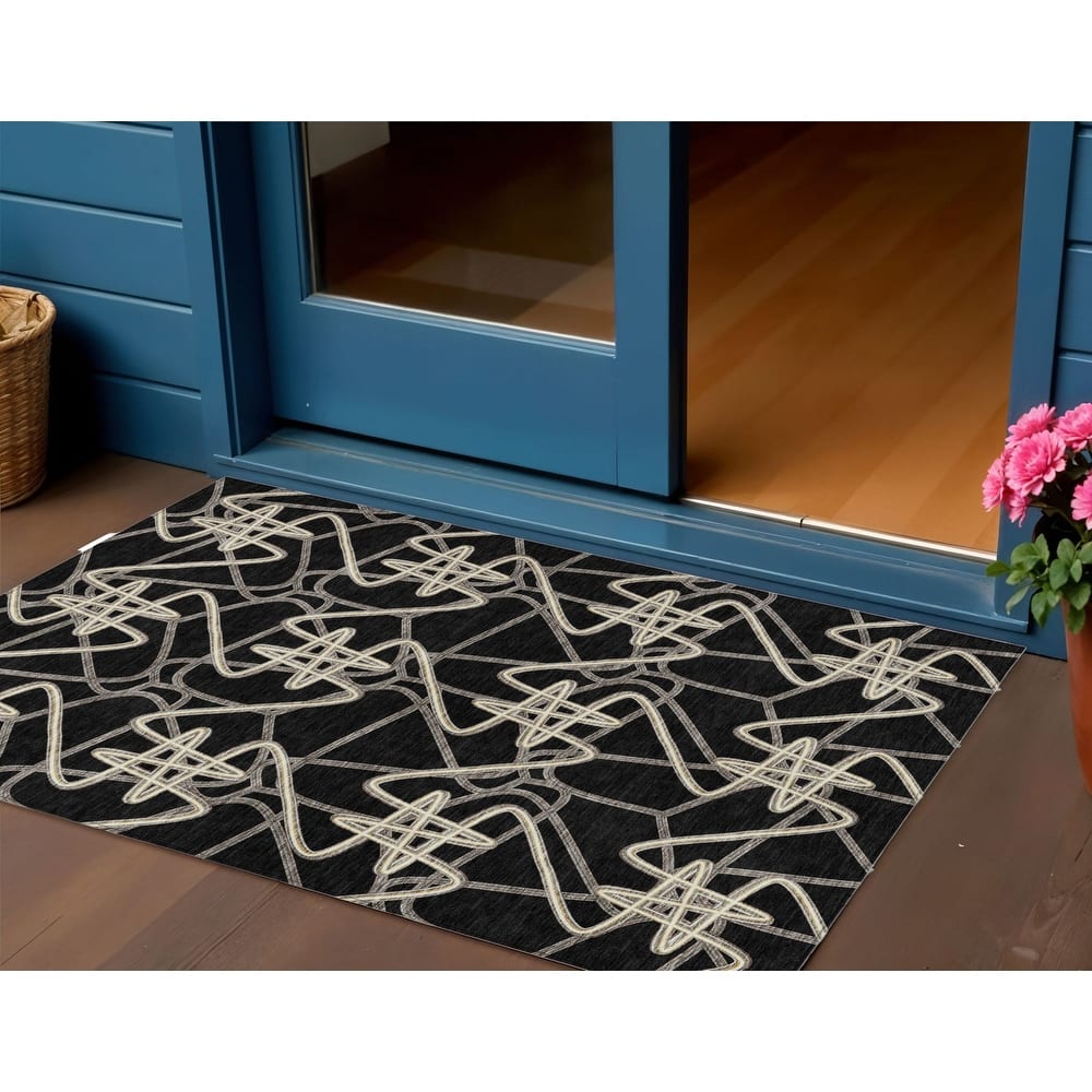 HomeRoots Geometric Contemporary Rectangle Outdoor Rug
