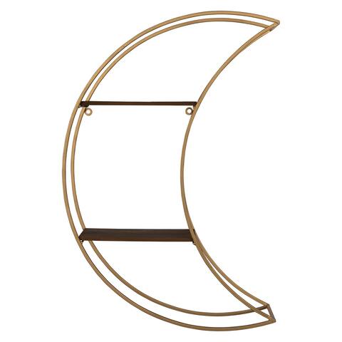 Gold Half Moon Floating Shelf - 23"H x 16"W x 5"D