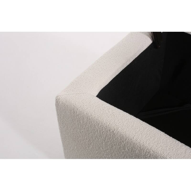 White Modern Tufted Top Upholstered Storage Bench