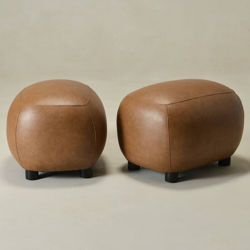 KINWELL 23" Wide Faux Leather Upholstered Ottoman Footrest, PU Entryway Footstool