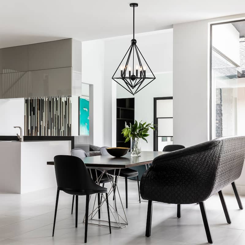 Desera 6-Light Matte Black Geometric Chandelier