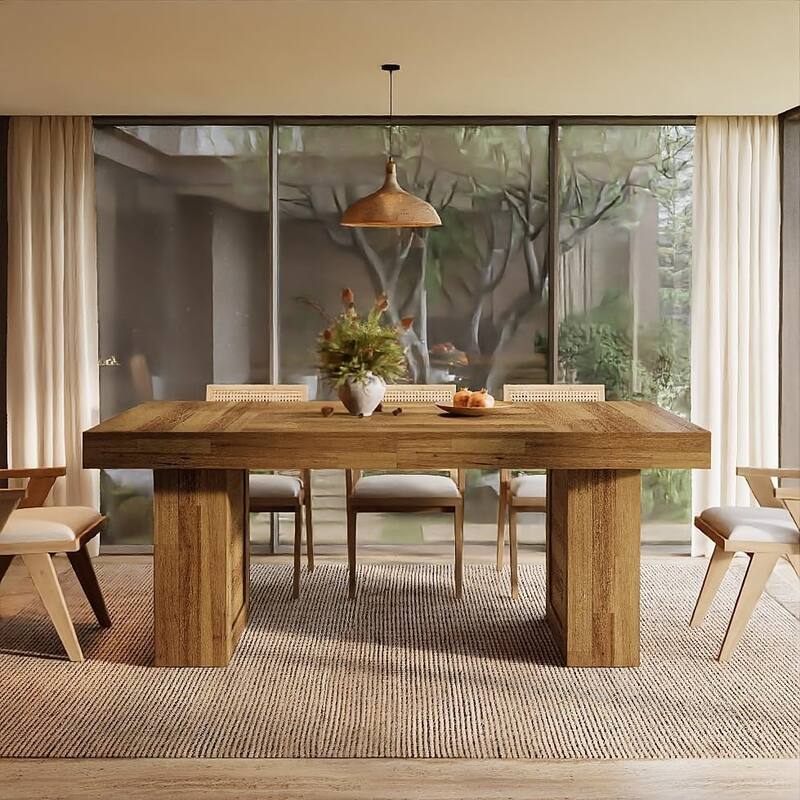 63'' Large Kitchen Table, Rectangle Dining Table for Dining Room, Family Meals, Banquets & Dinner Parties