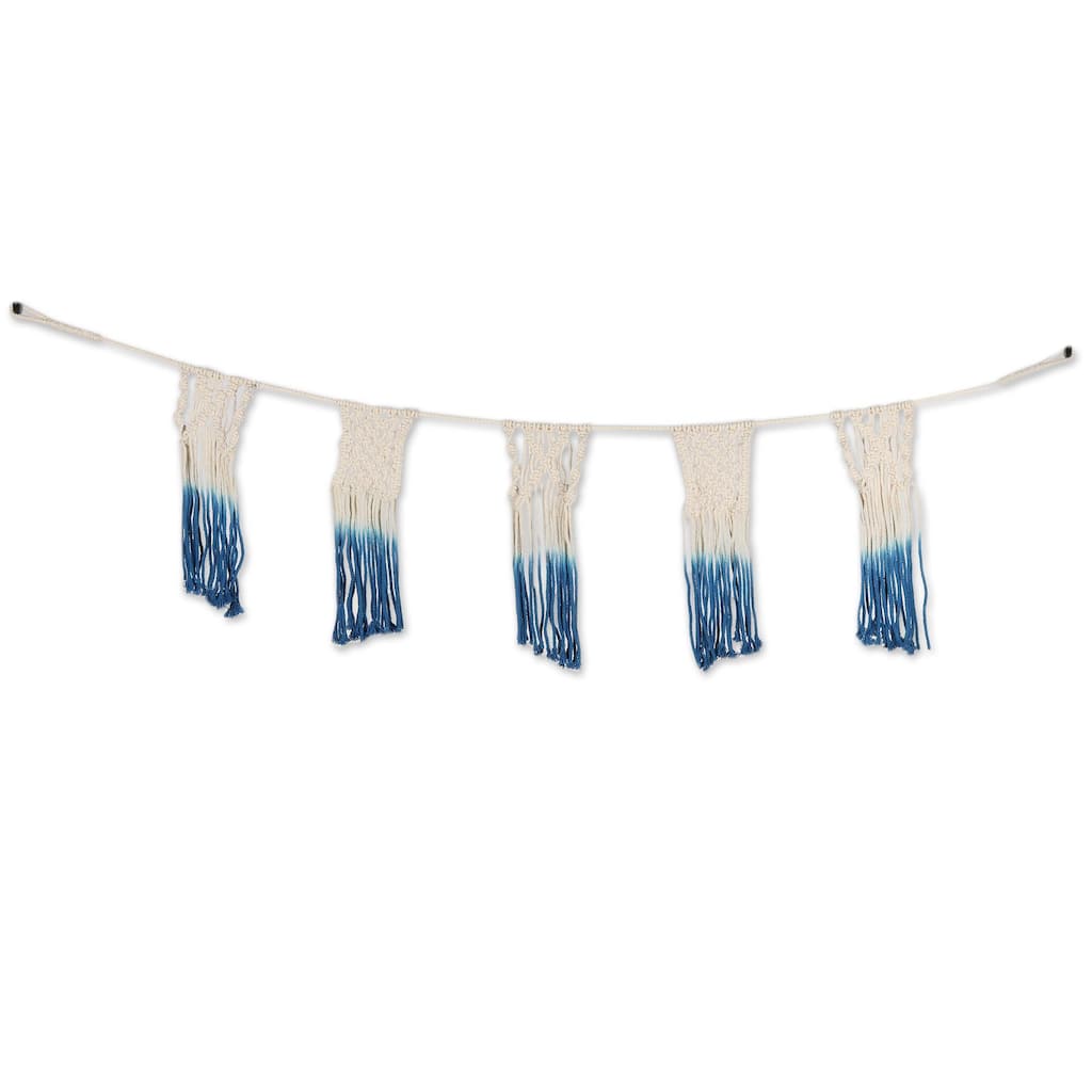 Novica Handmade Starry Twist Cotton Macrame Bunting