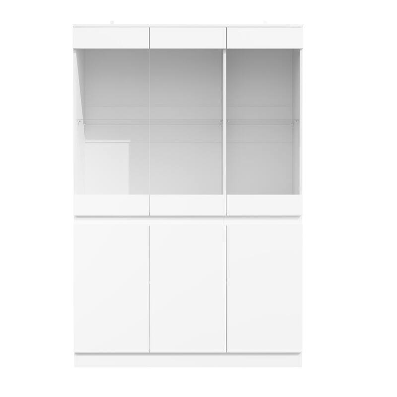Large 3-LED Light Cabinets,Display Cabinet with Tempered Glass doors - 47.2"W x 70.9"H