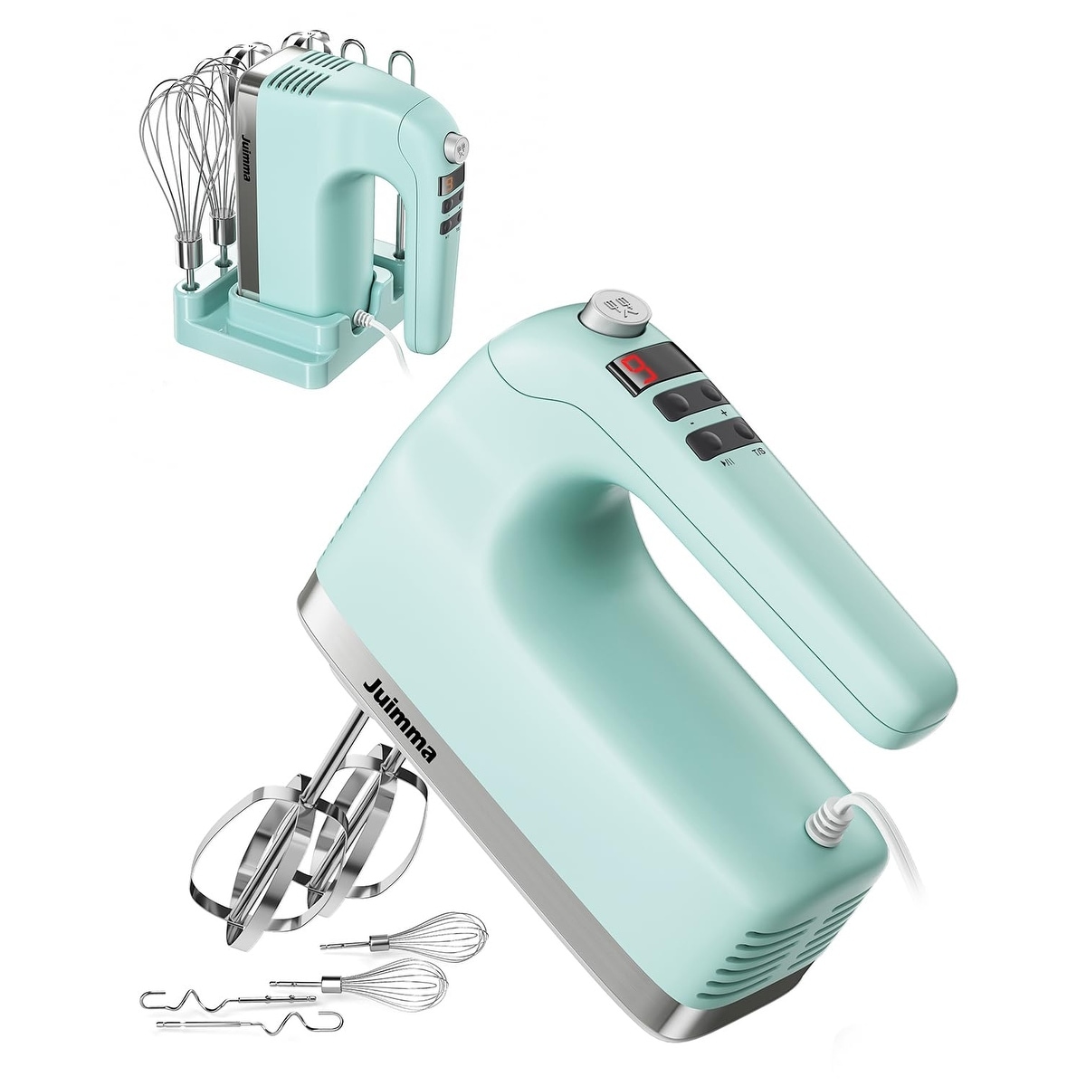 Hand Mixer Electric Handheld, 9-Speed 400W Kitchen Food Mixer with Digital Display and Touch Button, 5 Min Timer