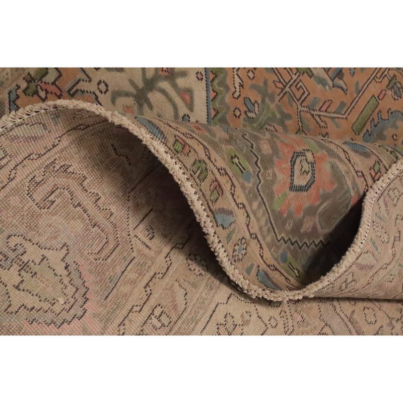 Hand Knotted Oriental 100% Wool Carpet Traditional Floral Oranges & Rust Tabriz Area Rug - 12' 6'' X 9' 1''