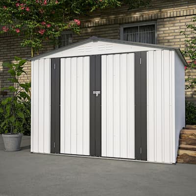 8 x 6 FT Outdoor Storage Shed, All Weather Metal Tool Shed