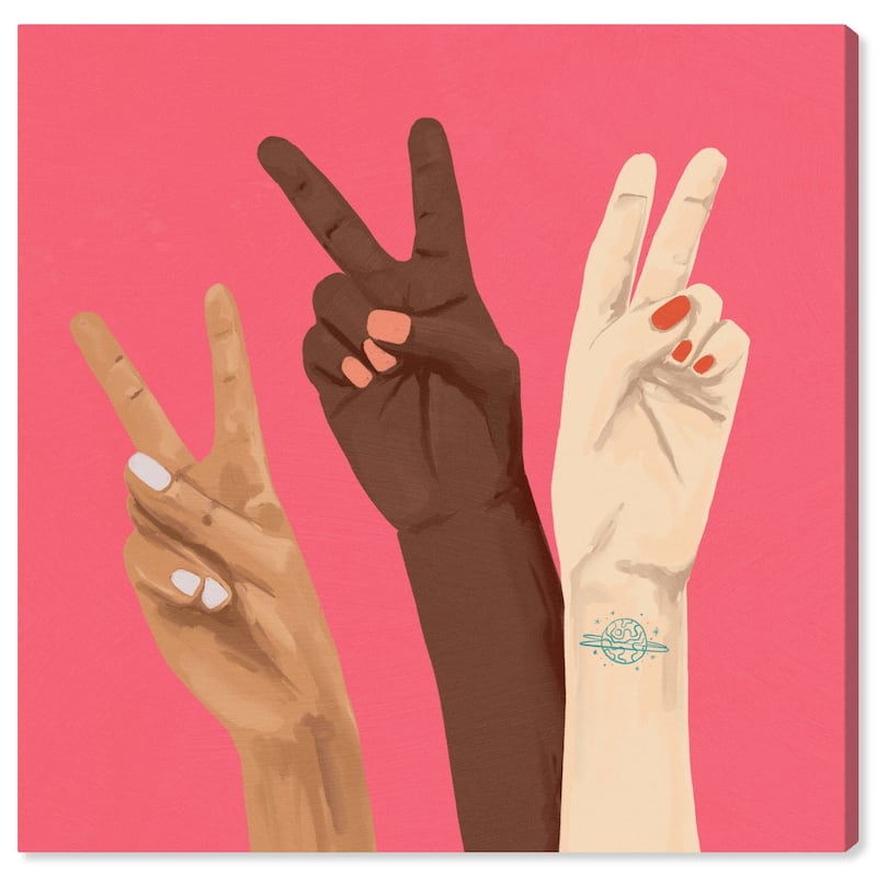 Wynwood Studio Canvas People and Portraits Bright Pink Friendship Pink and Modern & Contemporary Wall Art Canvas Print