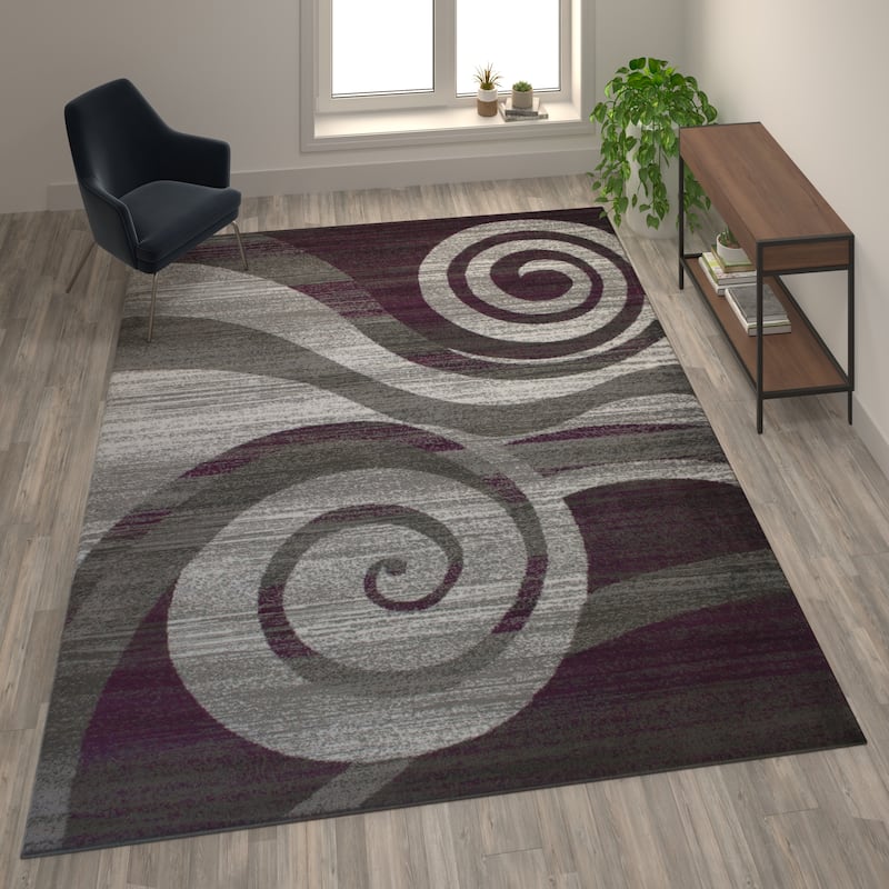 Modern Swirl Design Olefin Area Rug