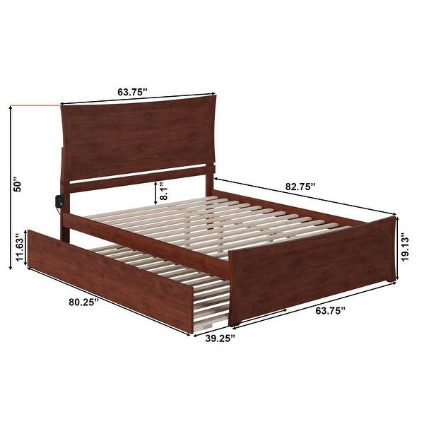 dimension image slide 1 of 11, AFI Metro Platform Bed with Matching Footboard & Trundle
