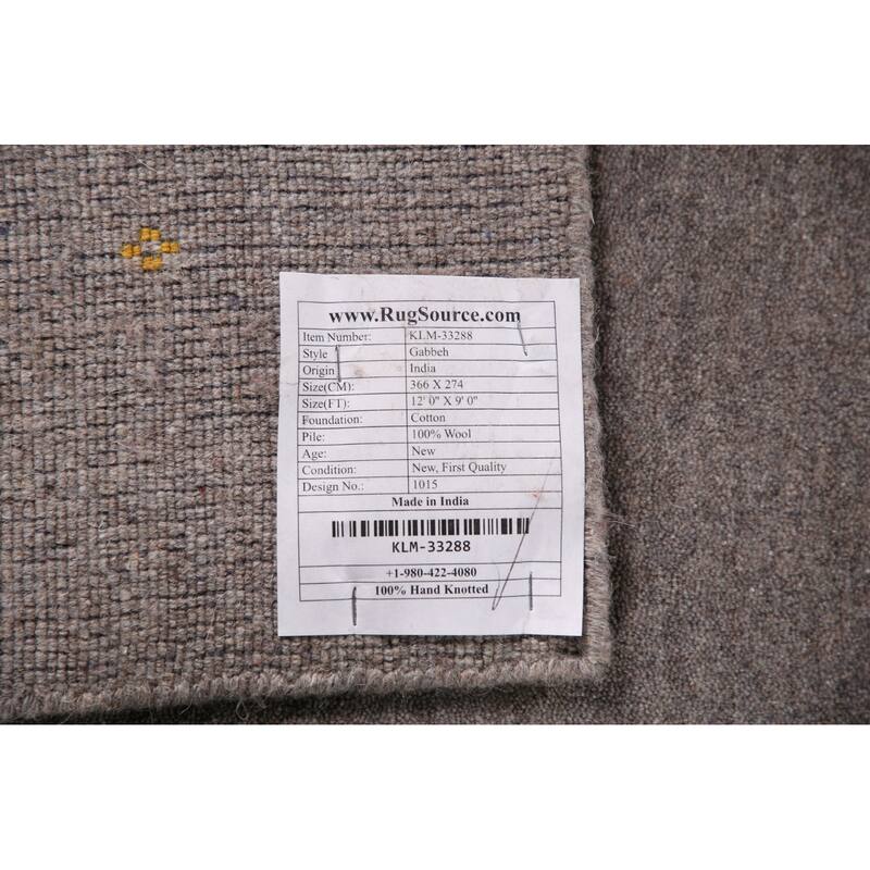 Gray Tribal Gabbeh Oriental Handmade Wool Carpet - 9'0" x 12'0"