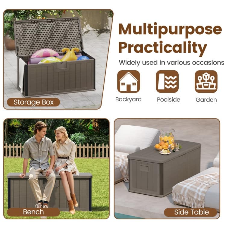 HDPE Outdoor Storage Deck Box with Aluminum Lid and Bench Top - 51" x 25" x 23"