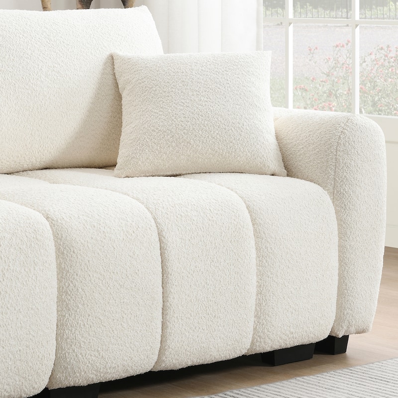Vertical Tufting Sectional Sofa L Shape Modular Couches with Ottoman Chaise, Boucle Fabric Lounge Recliner Sofa