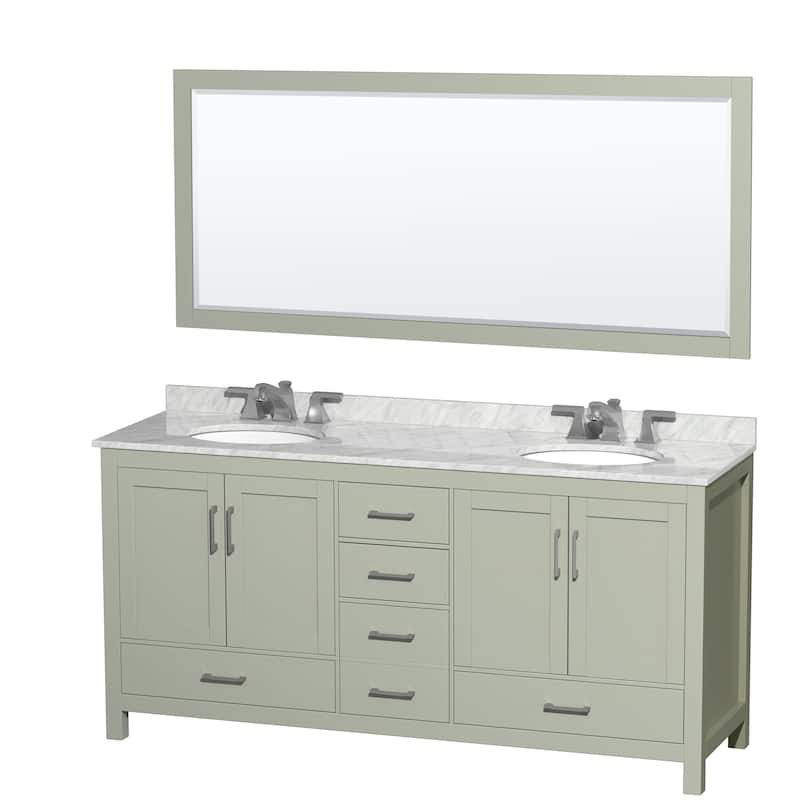 Wyndham Collection WCS141472DUNOM70 Sheffield 72" Free Standing Double - Light Green / Brushed Nickel Hardware - Painted