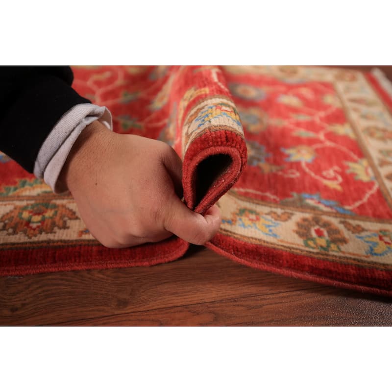 Floral Kazak Oriental Foyer Rug Hand-Knotted Red Wool Carpet - 2'0" x 3'0"