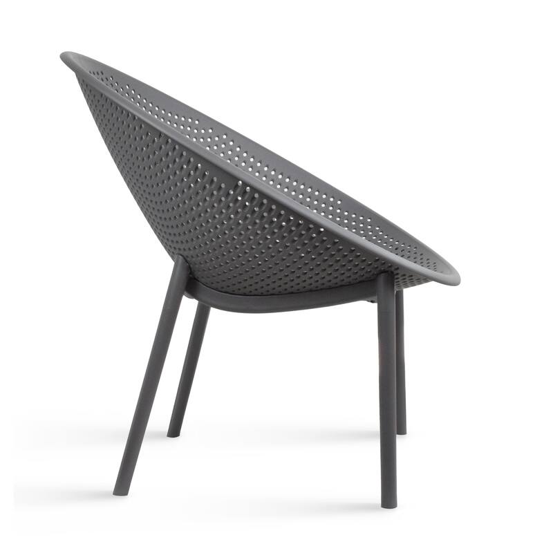 Set of 2 Modern Plastic Lounge Chair Plastic Legs with Polka Dots Spot Breathable for Patio Outdoor or Indoor Use