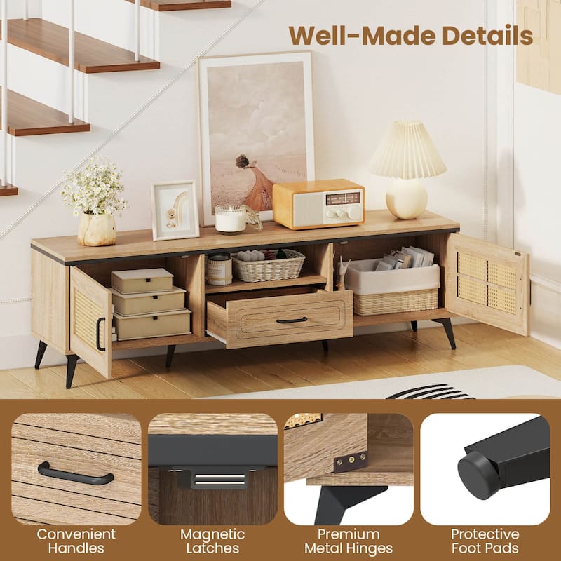 Costway Boho TV Stand for 65 Inch TVs Modern Entertainment Center with - See Details