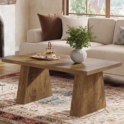 47-Inch Brown MDF Coffee Table, Accent Rectangle Center Table for Living Room