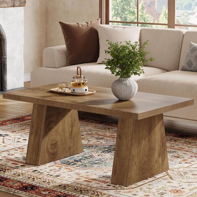 Farmhouse 47.2" Coffee Table, Rectangular Accent Cocktail Center Table For Living Room