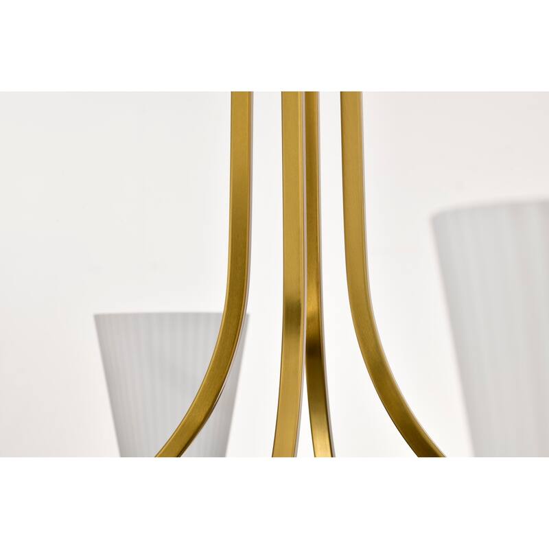 Royale 8 Light Chandelier Burnished Brass Finish Ribbed White Glass - Burnished Brass