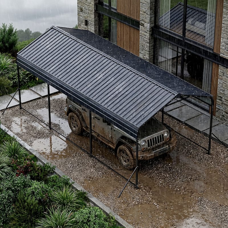 Steel Carport with Reinforced Frame, Windproof Ground Anchors