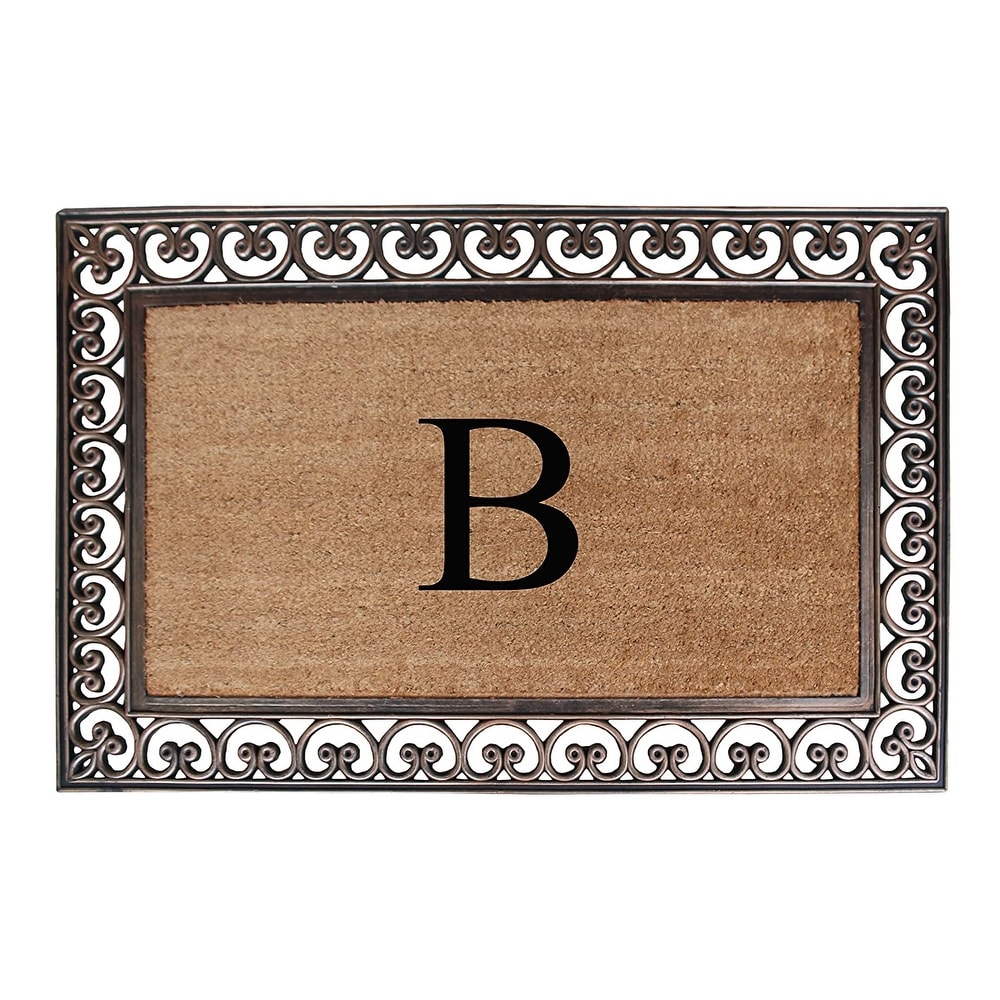 A1 Home Collections Rubber Coir Classic Paisley Border Monogrammed Welcome Entrance Doormat