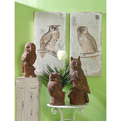 39.5x20" Lilith Owl Prints with Distressed Look (Set of 2) - Multi