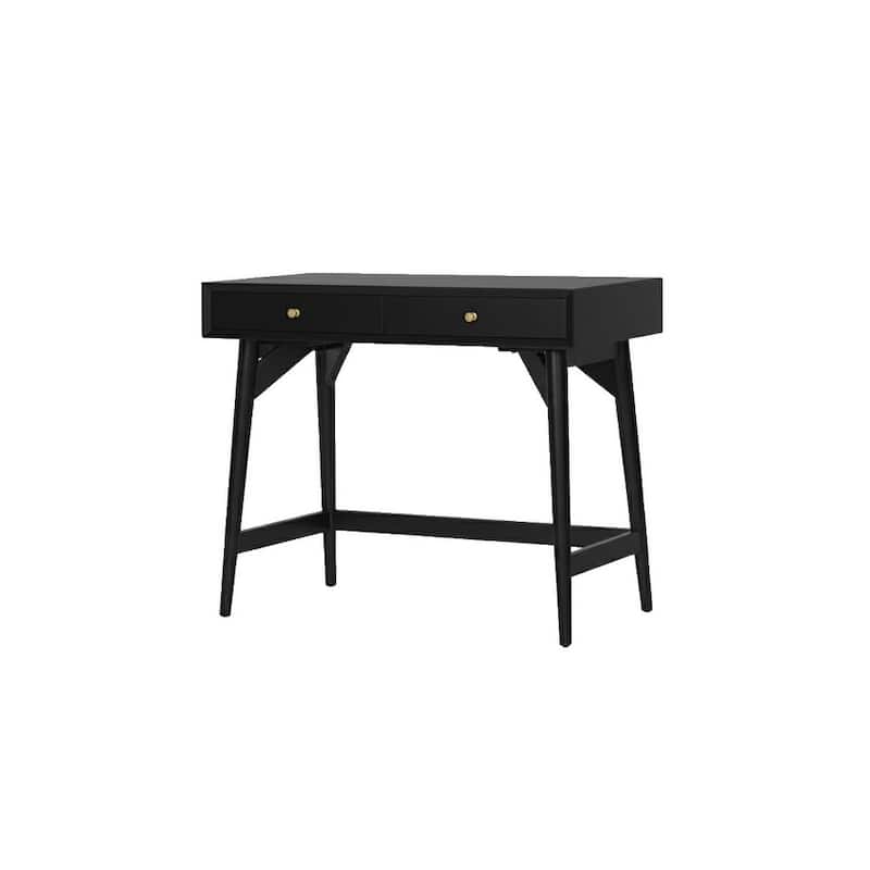 Alpine Furniture Flynn 2 Drawer Mini Desk in Black