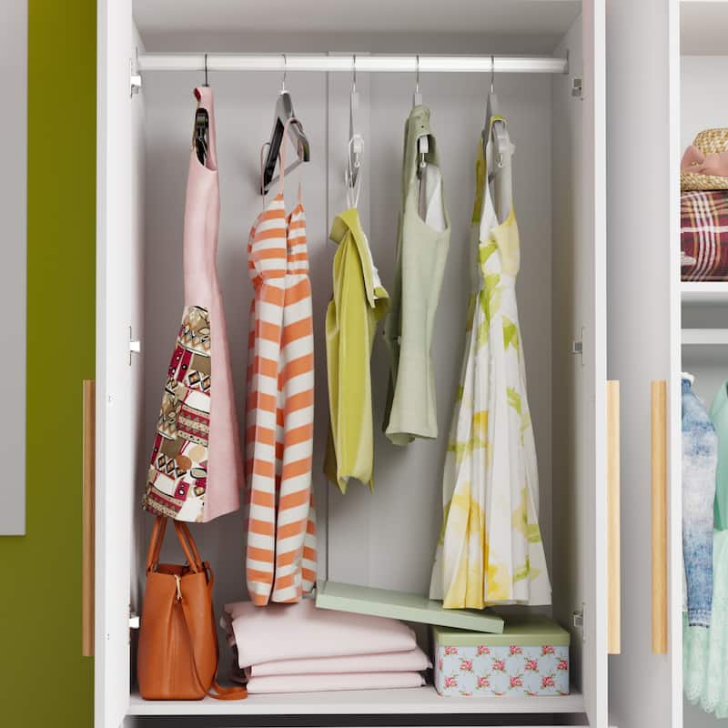 4 Doors Wardrobe Armoire Closet 63" W Bedroom Clothes Storage Cabinet