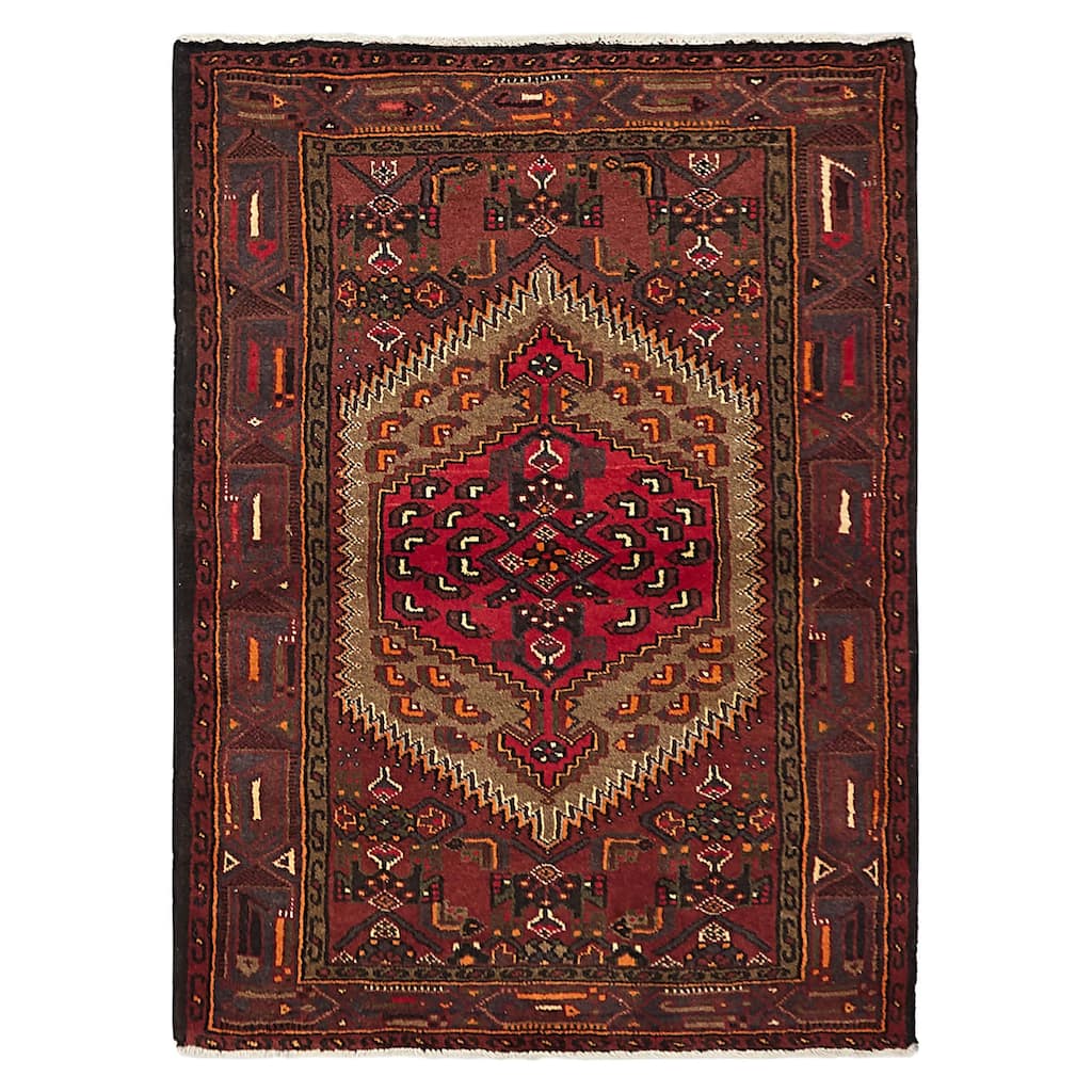 ECARPETGALLERY Hand-knotted Andelz Dark Red Wool Rug - 3'5 x 4'9