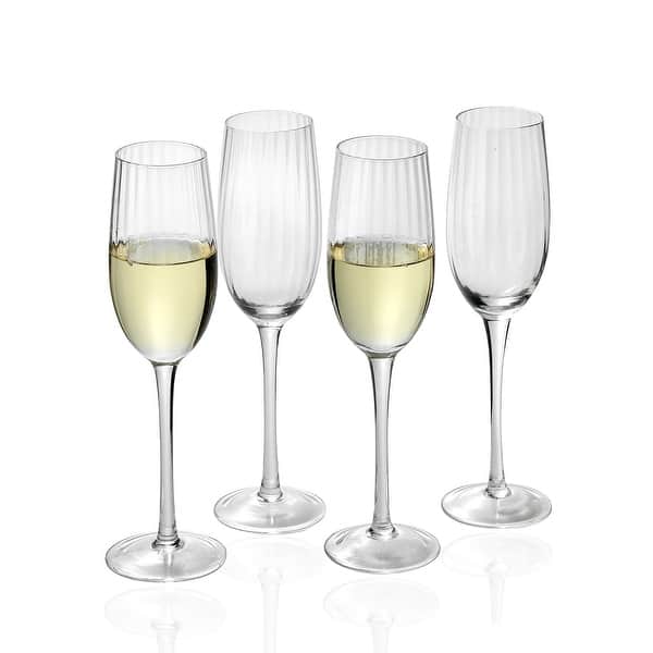 Ribbed Optic Champagne Flutes set of 4 2.2" x 9.4" H Bed Bath