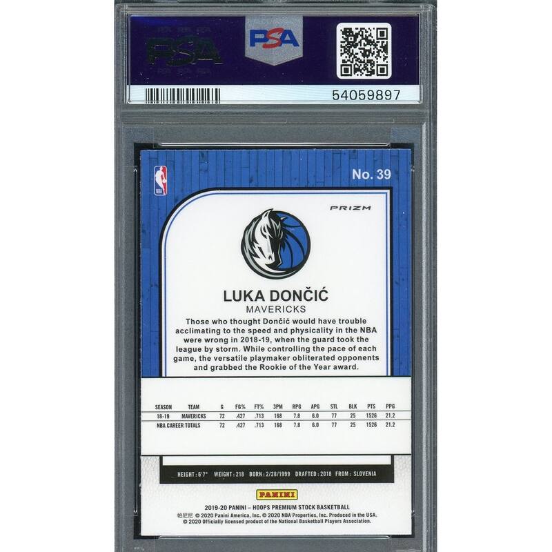 Luka Doncic 2019 Panini Hoops Premium Stock Pulsar Card #39 Graded PSA 10 - 8'6" x 11'6"