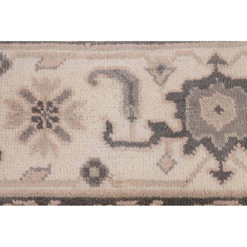 All-Over Ivory Floral Oushak Indian Area Rug Handmade Wool Carpet - 9'2"x 12'1"