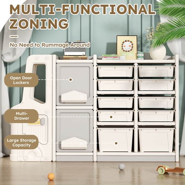 slide 2 of 7, Multi-functional Cute Kids Toy Organizers Grey