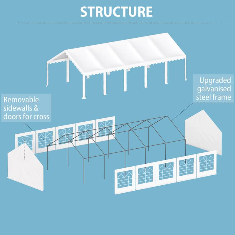 16'X32' Party Tent Heavy Duty Wedding Party Tent Outdoor Patio Tent Outdoor Gazebo Event Shelter Canopy with Carry Bags