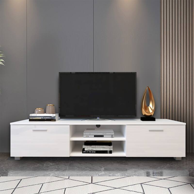 TV Stand, Television Stands with 2 Drawers, Open Shelves Console Table, Modern Entertainment Center TV Console