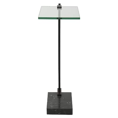 Tempered Glass Top End Accent Table - 23.5" - Black and Clear