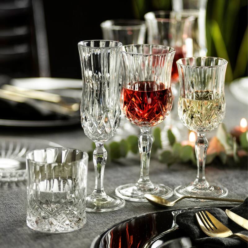 Majestic Gifts Inc. Glass Wine Goblets -Cut-7.75 Oz.-Set/6