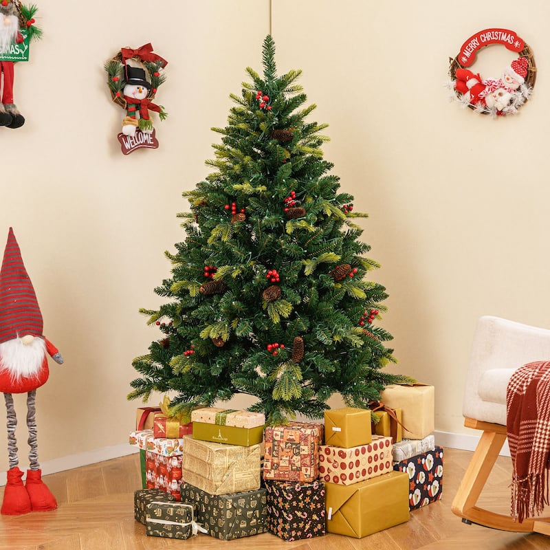 Costway 5/6/7/8 FT Artificial Christmas Tree with 250/370/500/650 RGB - Green - See Details