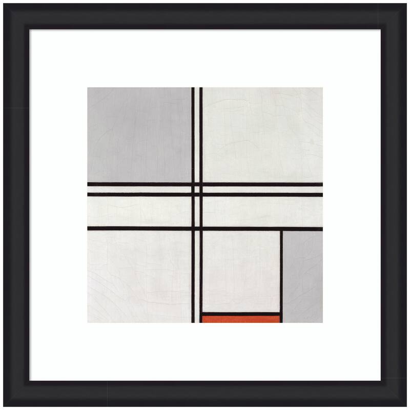 Kate and Laurel Framed Art Piet Mondrian Composition No 1 Gray Red 1935 by The Art Institute of Chicago - 27x27 - Black